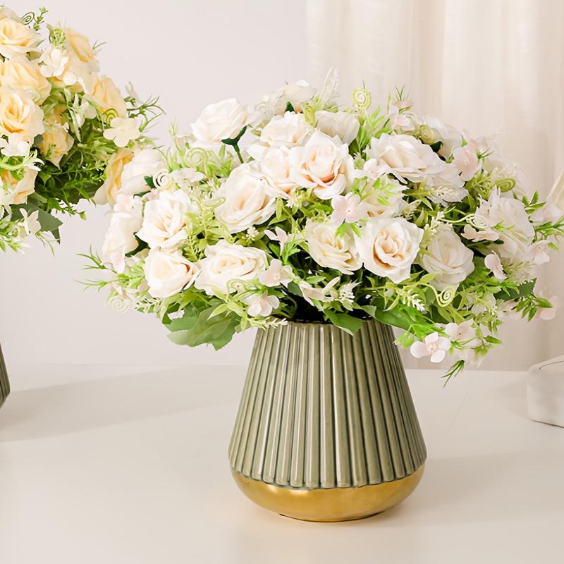A Bouquet of Artificial Roses, Small Flowers, And Mini Roses for Indoor Decoration, Suitable for Living Room Ornaments Wedding Decorations