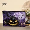 Lightweight Festive Organizer Storage Bag, with Halloween Pattern Print, Smooth Zipper Durable Canvas Wear-resistant Case Organizer, Portable