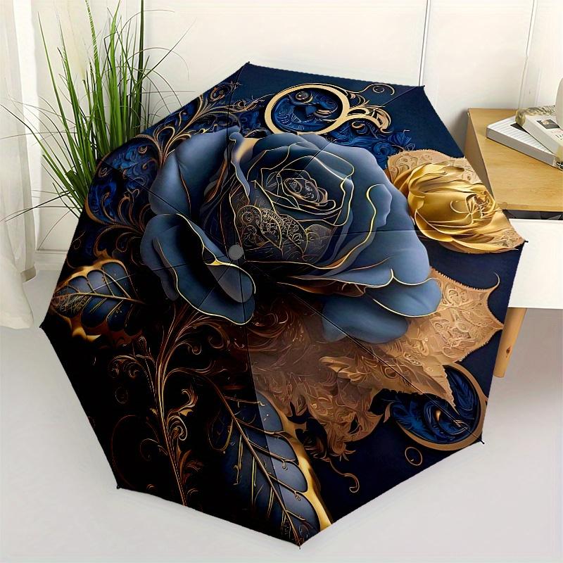 

Elegant Blue Rose Wall Art Decor - LuxuryFloral Painting for Home Interior DesignUmbrella, Portable 3-Fold Compact Umbrella for Men & Women Gift