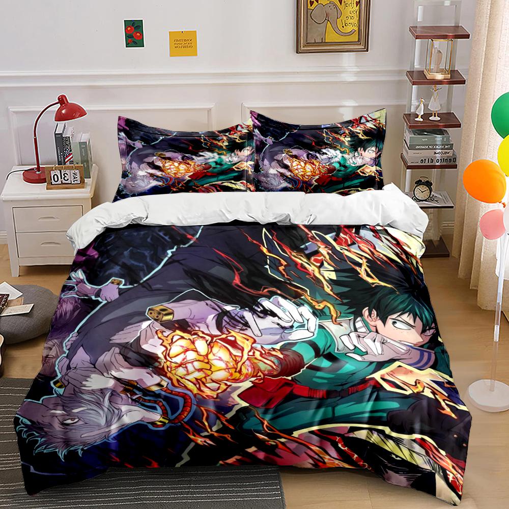 Anime Hero Bedding Set with Lightning Design Bedding set (1 duvet cover, 2 pillowcases, duvet not included)