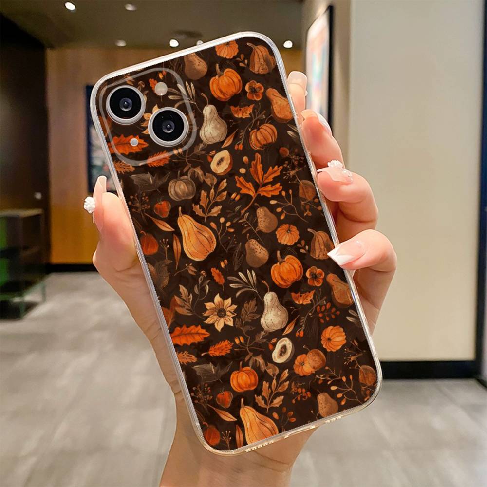 Autumn Leaves Pumpkin  Phone Case For iPhone 17 16e 16 15 14 13 12 11mini Pro Max X XR XSMAX 8 7 Air Plus Soft Cover