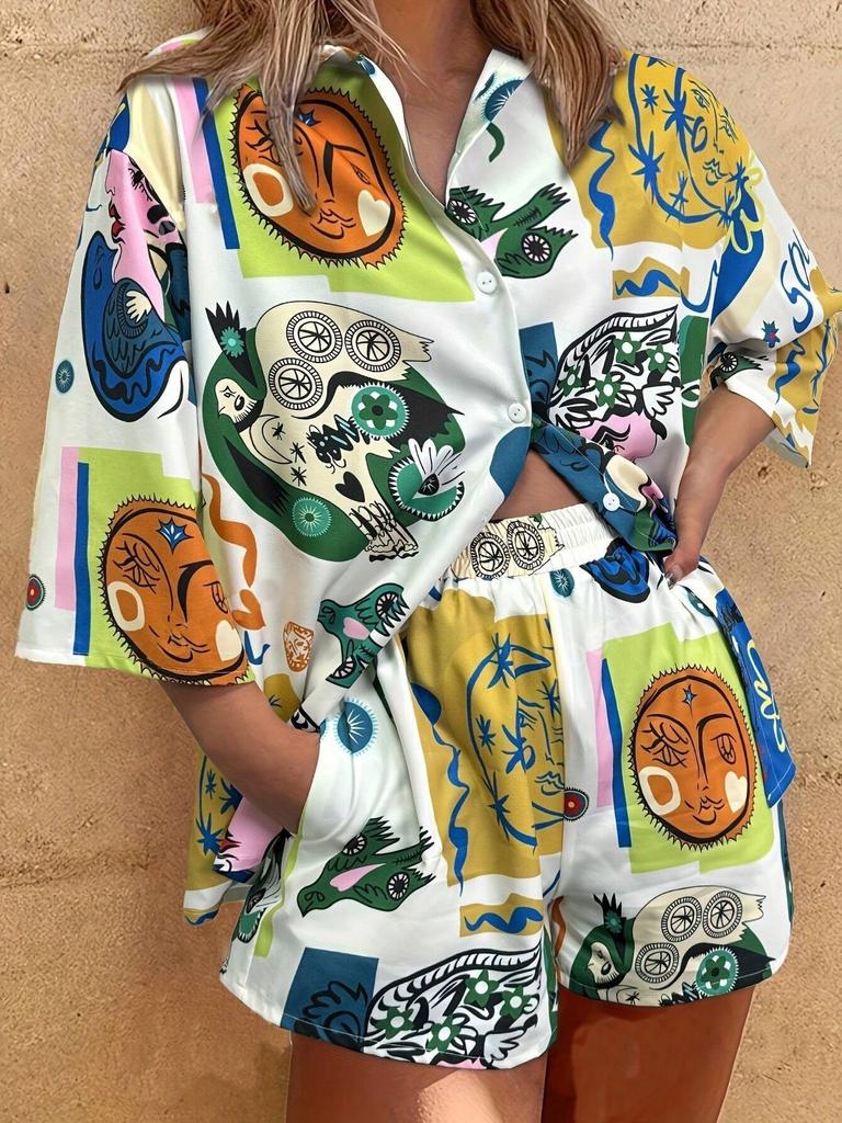 European and American fashion trends National short-sleeved shirts and shorts set MB1 + MA1