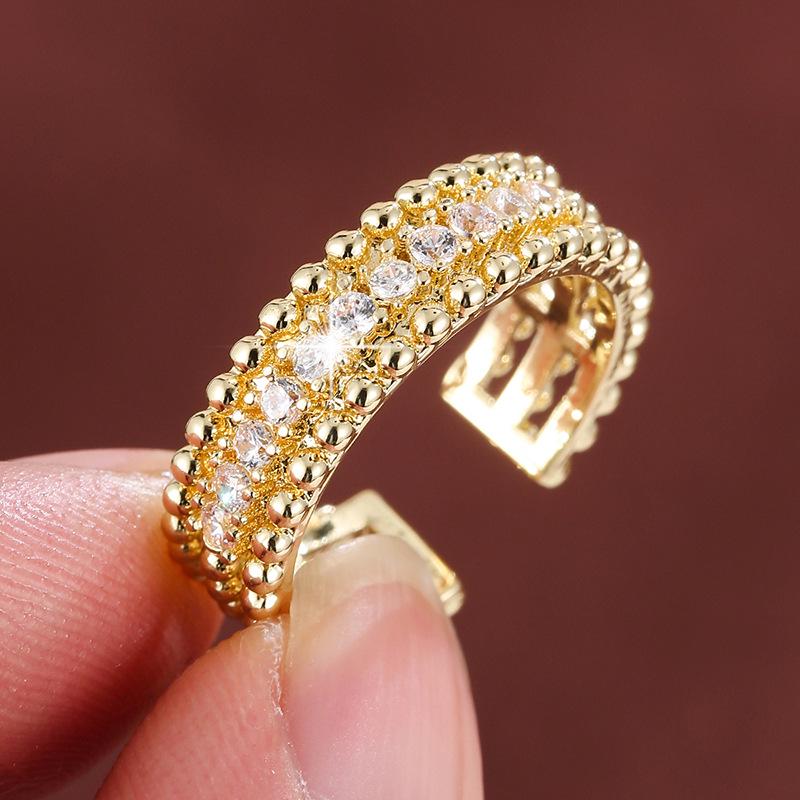 Elegant Adjustable Zirconia Copper Ring for Men and Women