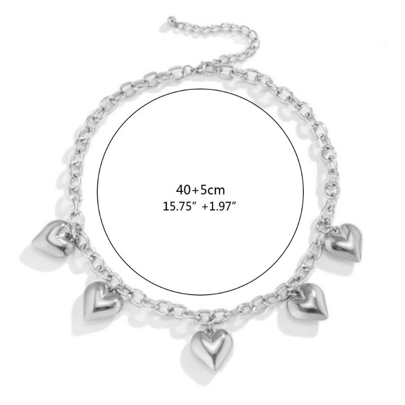 Heart Shape Designs Clavicle Necklace Love Heart Pendant Neckchains for Women Long Chains Collar Choker Party Jewelry