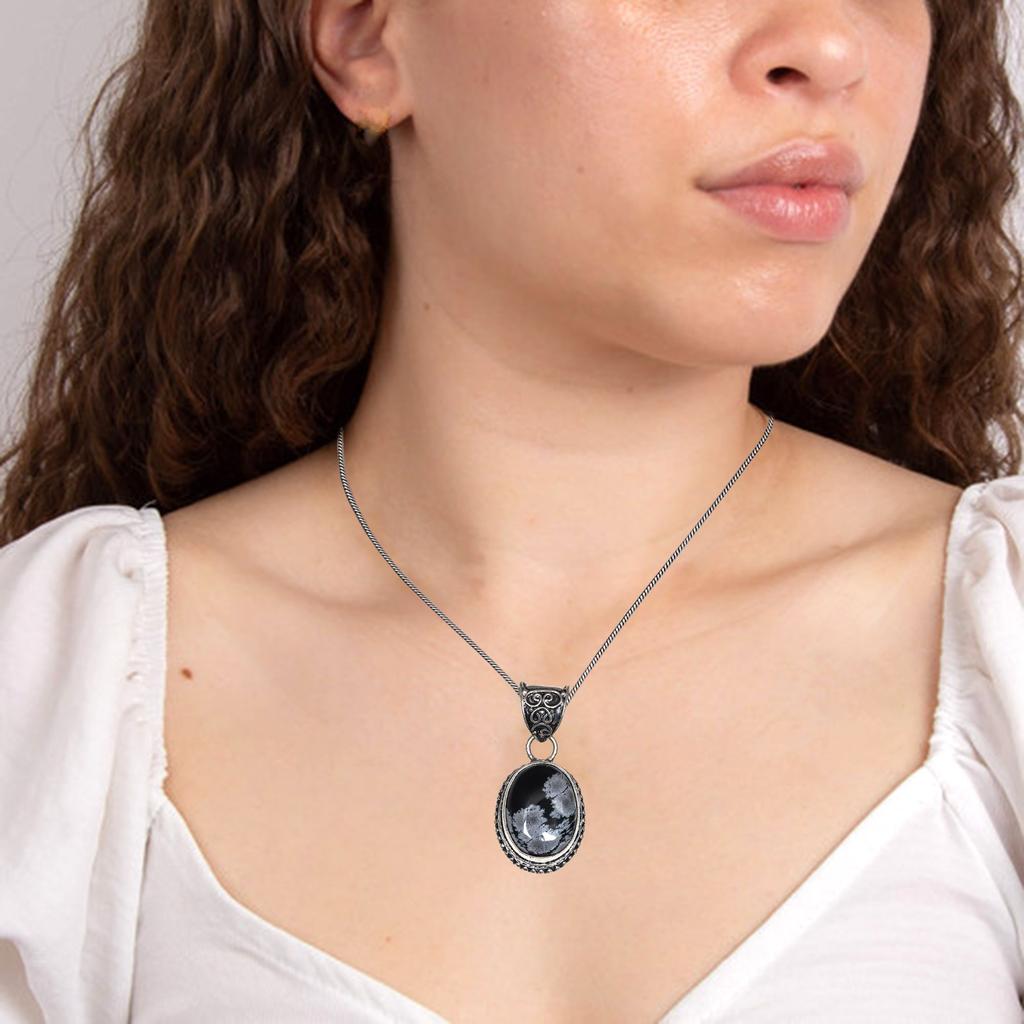 Schneeflocke-Edelstein, Unisex-Geschenk für Damen, Silberschmuck-Anhänger, 3,8 cm