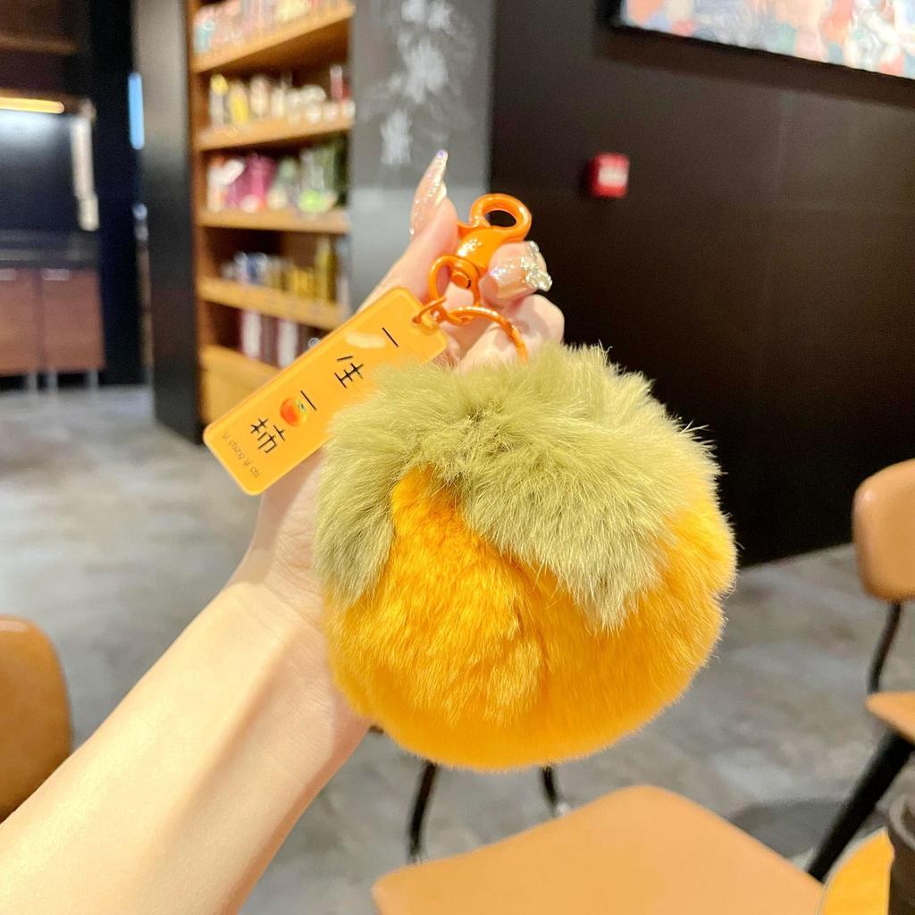 Real Rex Rabbit Hair Good Persimmon Happens Small Persimmon Pendant Everything Ruyi Persimmon Ruyi Plush Bag Pendant Keychain