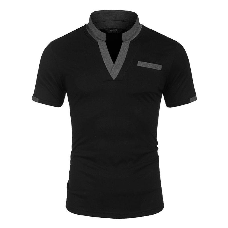 Spring and Summer New Solid Colour Polo Shirt Colour Blocking Men's Polo Shirt Multicolour T-shirt