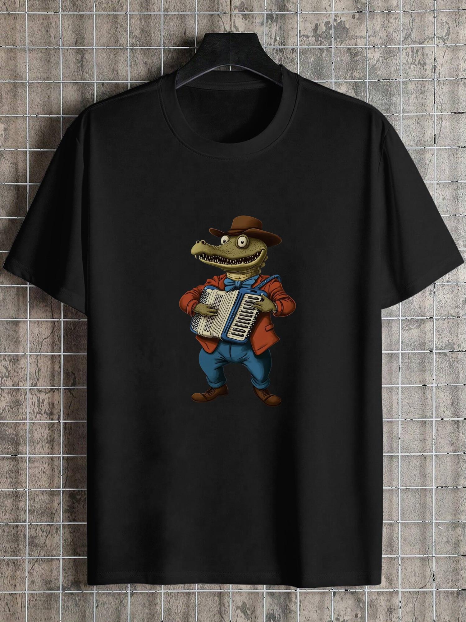 1pc cartoon crocodile whimsical musician T-shirt S