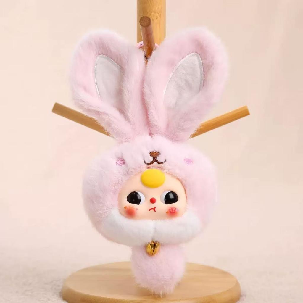 20cm Entzückende Hasen Plüschtiere Eine Hasenpuppe mit Glocke Bunt gefärbte Vinylpuppen Kinderspielzeug Heimdekoration Geburtstagsgeschenke für Mädchen