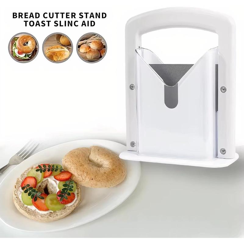 Reusable Bread Bagel Cutter Slicer with Safety Handle Stainless Steel Household Precision Cutter Food Grade Anti-Slip Heavy Duty