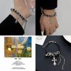 Fashionable Asymmetrical Cross Tassel Leather Bracelet For Women Trendy Sweet Cool Design