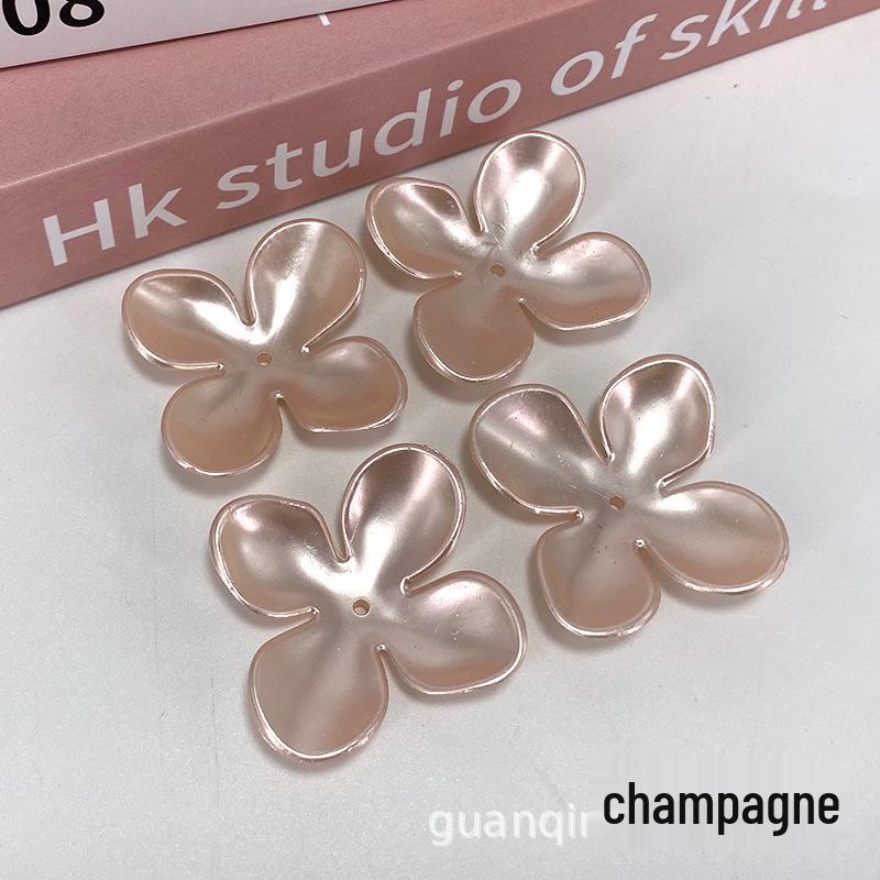42mm Four-Petal Flower Beaded Loose Beads for Handmade Jewelry, Imitation Pearl Weaving