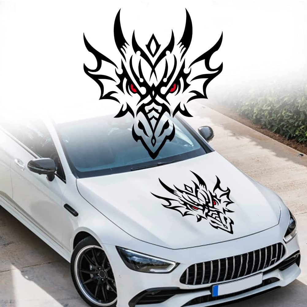 JSCARLIFE 2Pcs Skull Car Body Sticker, Self-Adhesive Vinyl Graphics Decals for Car/Truck, Universal Car Hood Body Side Rear Window Stickers