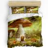 Mushroom Cartoon Scary Meadow Forest Night Plant Bedding Set 3pcs Duvet Cover Pillowcase Quilt Cover Double Bed Set Home Textile