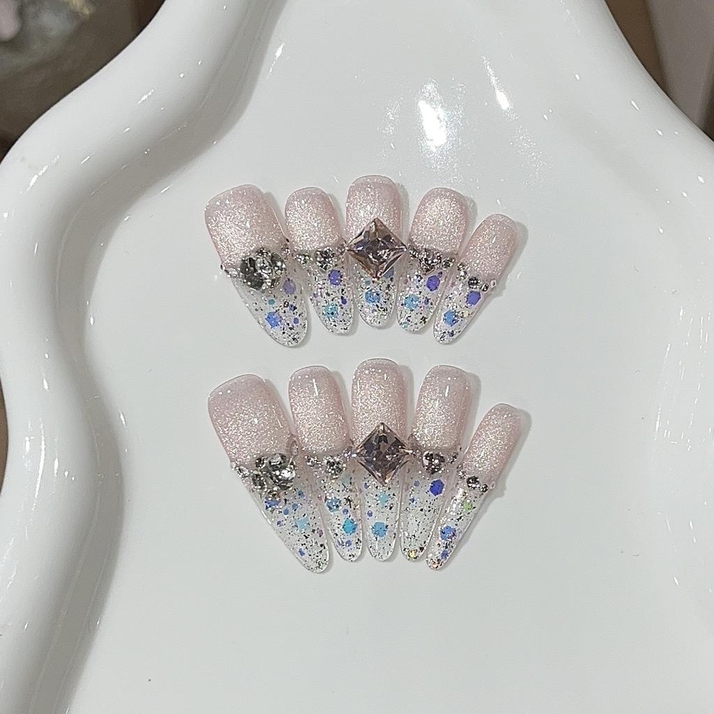 Spring Girly Cherry Blossom Pink Cat's Eyes Ice-transparent Shiny Sequin Broken Diamond Wear Armor