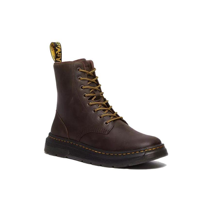 Dr. Martens Cuero Punta Redonda Cordones Botines Martin Cortos Unisex Marrón Oscuro 31368201