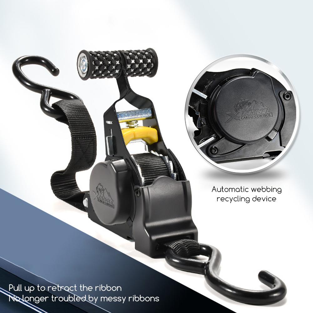 Cargo Tape With Hook,Heavy Duty Auto Retractable Ratchet Straps,Break Strength Automatic Telescopic Strap Tensioner,For Trailers