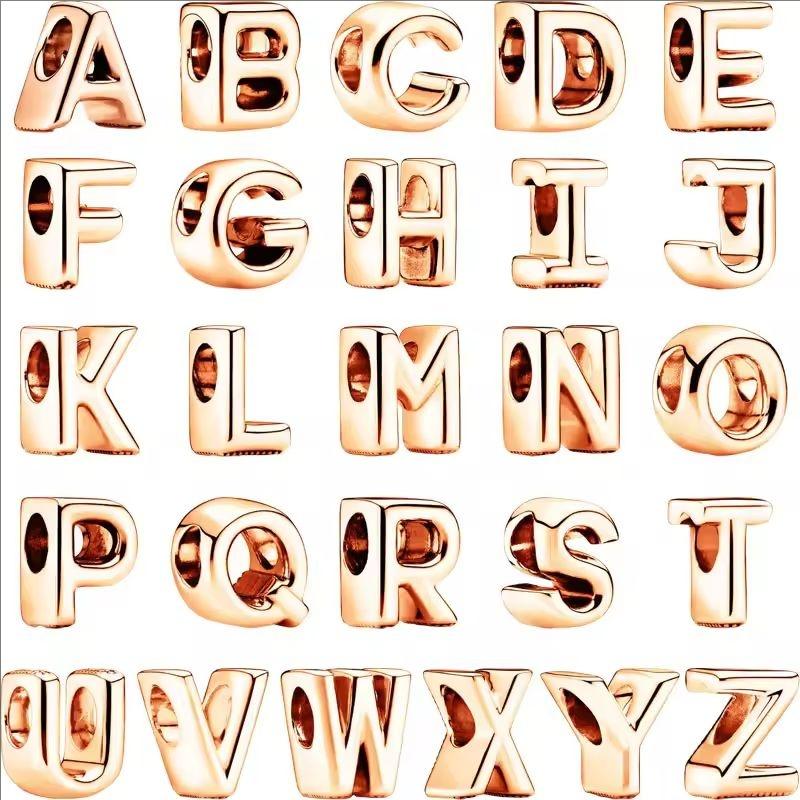A-Z Alphabet Charm Beads 925 Silver Bracelet DIY Jewelry Making for Women Girl Fashion Gift Birthday Christmas