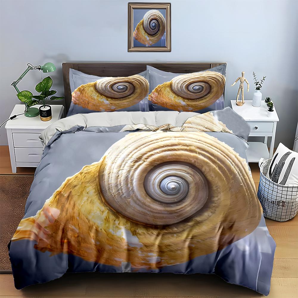 Golden Spiral Shell Bedding Duvet Cover Sets Duvet Covers Pillowcases Gifts (1 * Duvet Cover 2 * Pillowcases, Without Duvet Insert)