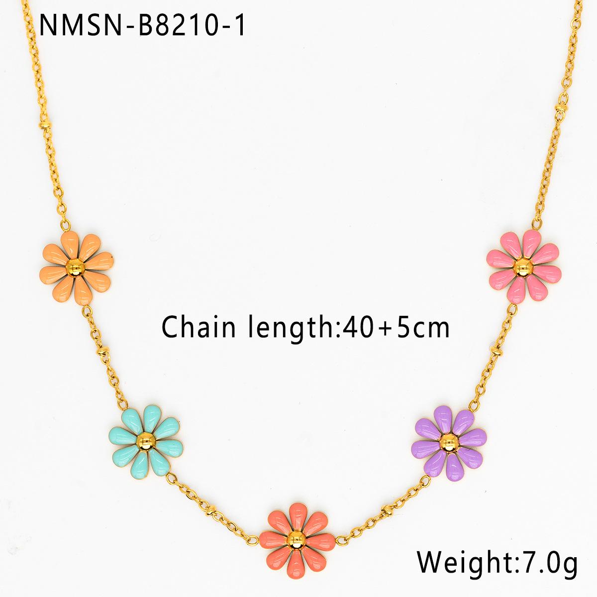 GEMCHIC Women s 18K Gold Plated Titanium Steel Daisy Necklace Sweet Colorful Enamel Flower Chain Summer Clavicle Jewelry