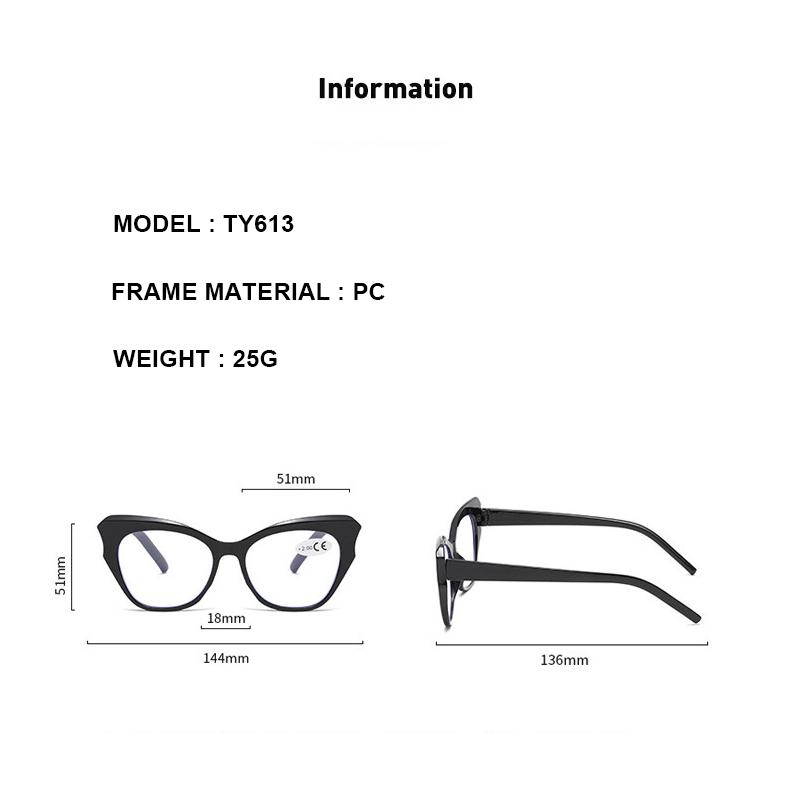 New Cat Eye Presbyopia Glasses Fashion Middle Aged And Elderly Polygonal Anti Blue Light Presbyopia Glasses TY613