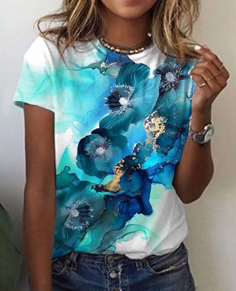 Short sleeved 3D digital printed cross-border new summer women's T-shirt fashion trend 2879 EMA