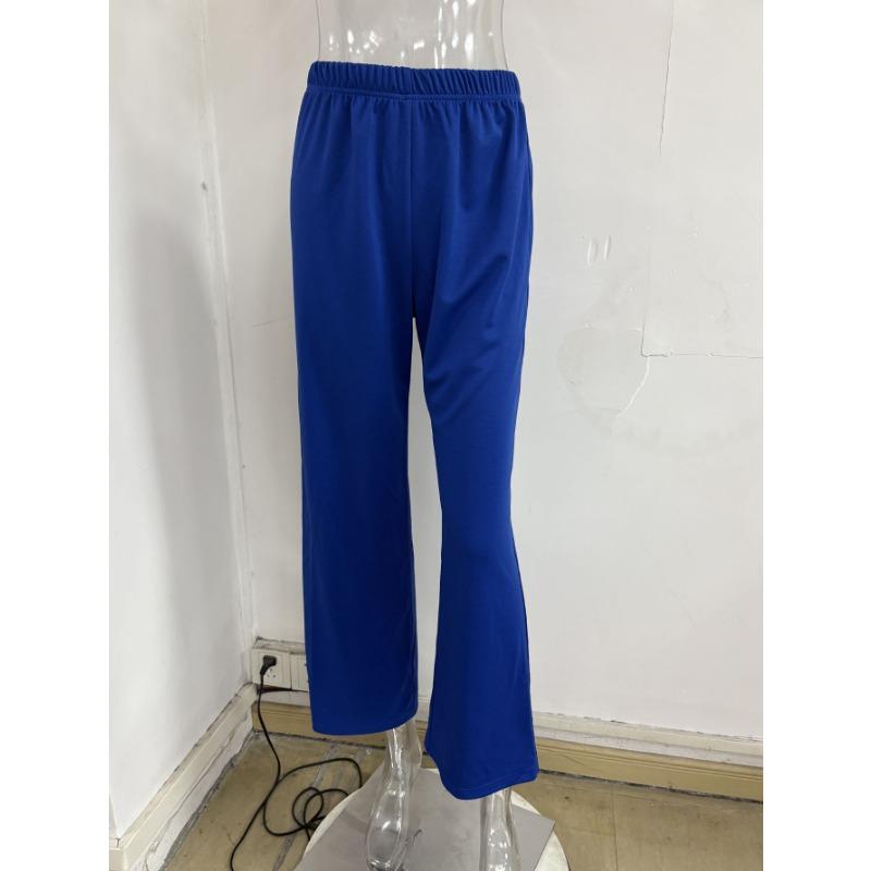 Set Due Pezzi Taglie Forti Manica Pipistrello Orlo Irregolare Top Monospalla e Pantaloni a Gamba Larga