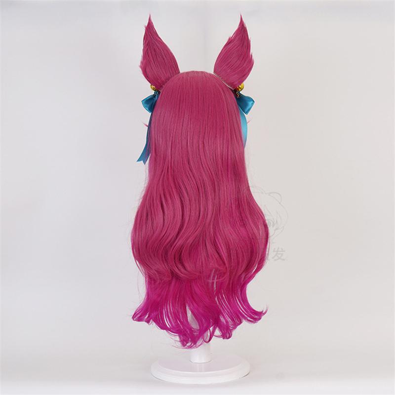 Joc LOL Spirit Blossom Ahri Perucă Cosplay Cu Urechi Lungă Ondulată Ondulată Sintetică Rezistentă la Căldură Păr Peruci Anime + Calotă Perucă + Articol de Păr