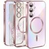 Case for Samsung Galaxy A35 5G, Electro MagSafe, Pink + Glass Screen Protector