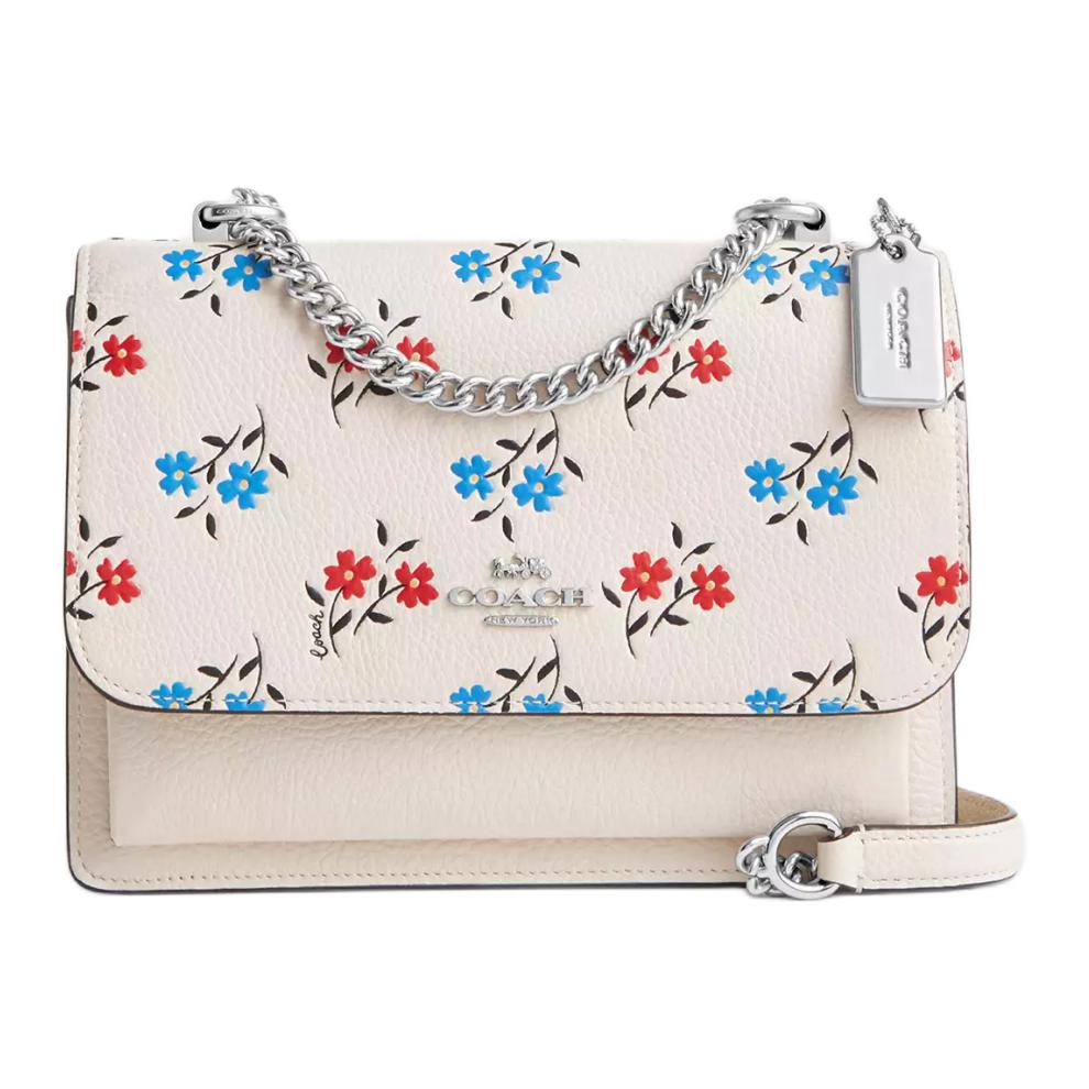 Coach Klare 22 Floral Print Pebble Leather Shoulder Crossbody Bag Small Women bags Silver Multicolor CT831-SVCAH Basic Set (Bag+Dust Bag)