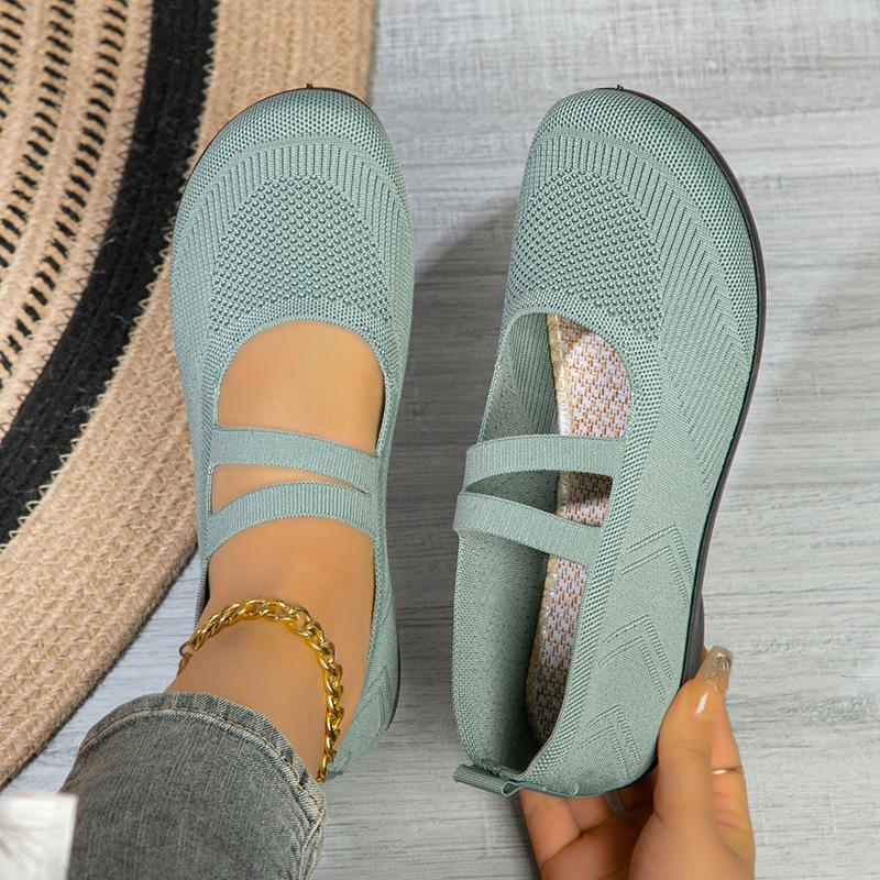 Women's fly-woven mesh shoes single shoes flat-soled comfortable one-pedal women's shoes fashion casual mother shoes