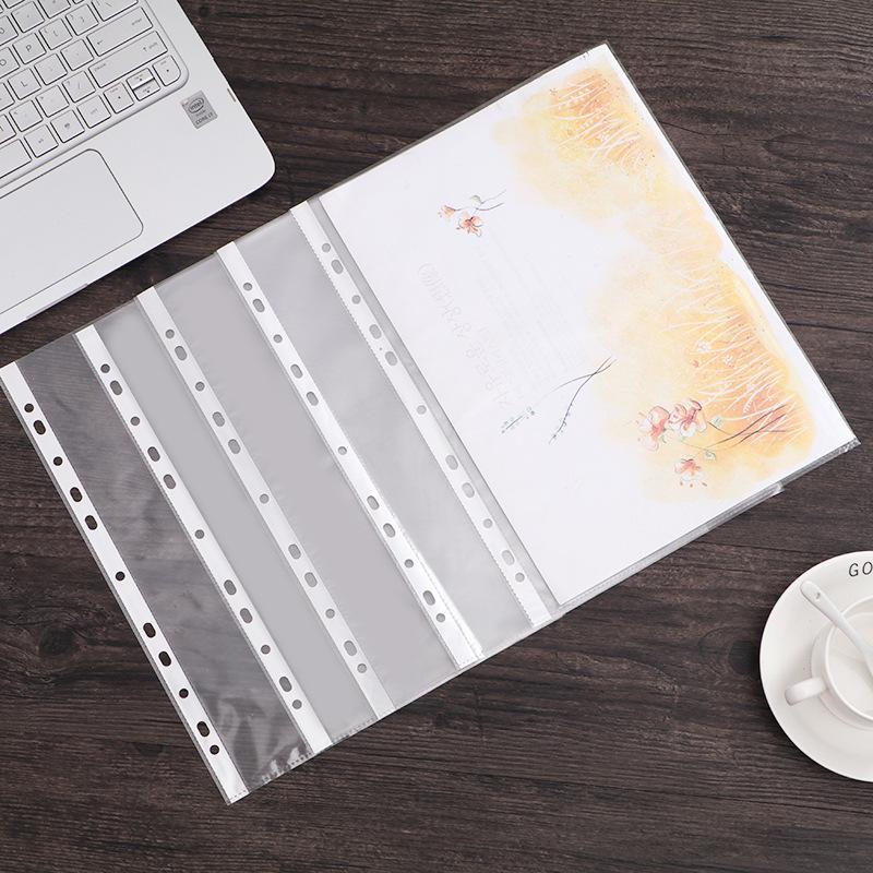 A4 Transparent 11-Hole Loose-Leaf File Folder with Protective Cover and White Strip