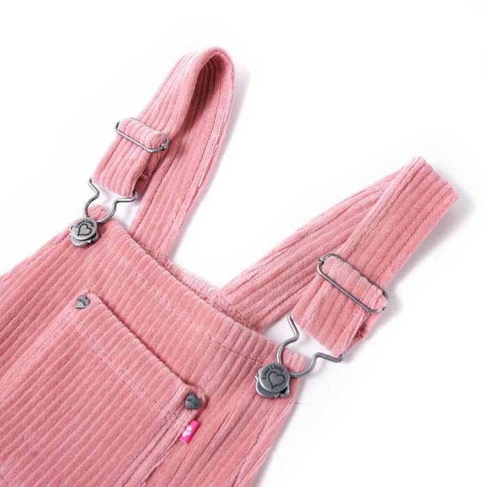 Robe salopette pour enfants velours côtelé rose clair 92/104/116/128/140