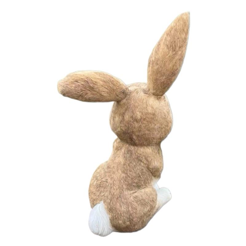 Newly Designed Realistic Resin Rabbit Figurine - Cute Cartoon-style Garden Home Decoration Item with Plush Texture - Animal Display Piece