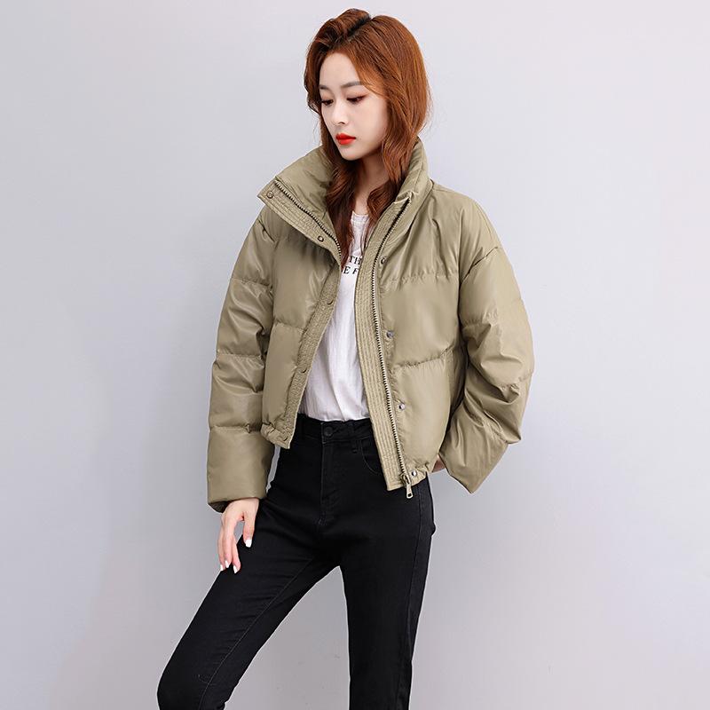 Winter New Loose Cotton-padded Jacket Short High-necked Padded Leather Cotton-padded Jacket Coat for Women.