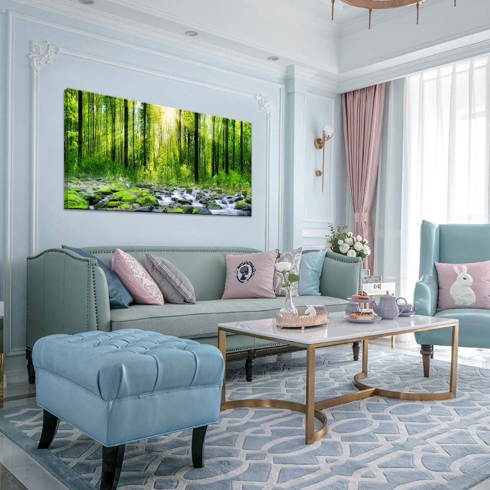 Morning Sunrise Green Trees Landscape Sunshine Over Forest Photograph Canvas Paintings And Prints For Home Wall Decor Frameless