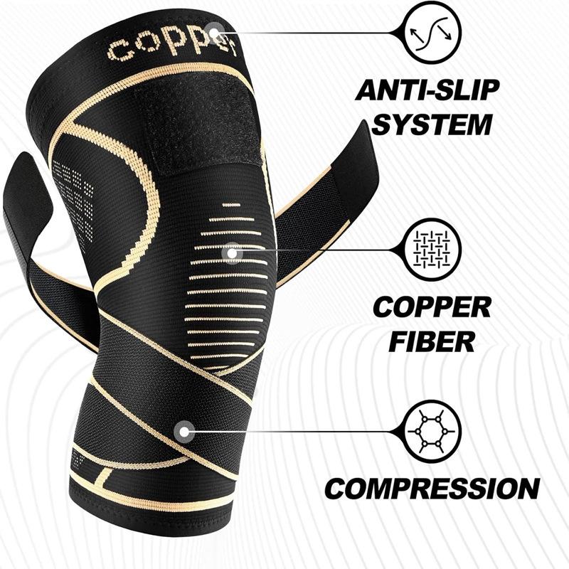 Copper Ion Sports Knee Pads Straps Pressurized Basketball Cushioning Protective Gear Cycling Mountaineering Breathable Knee Pads