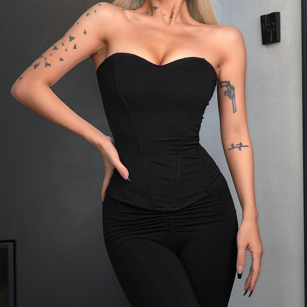 Fish bone body sculpting comes with chest pads, chest wrapping, sexy slim-fitting, high-waisted fashion bra, tube top, small vest for women
