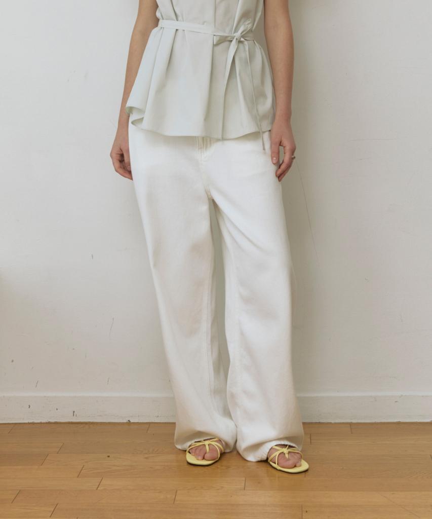 ADAUL Horn Clean Wide Cotton Pants - White