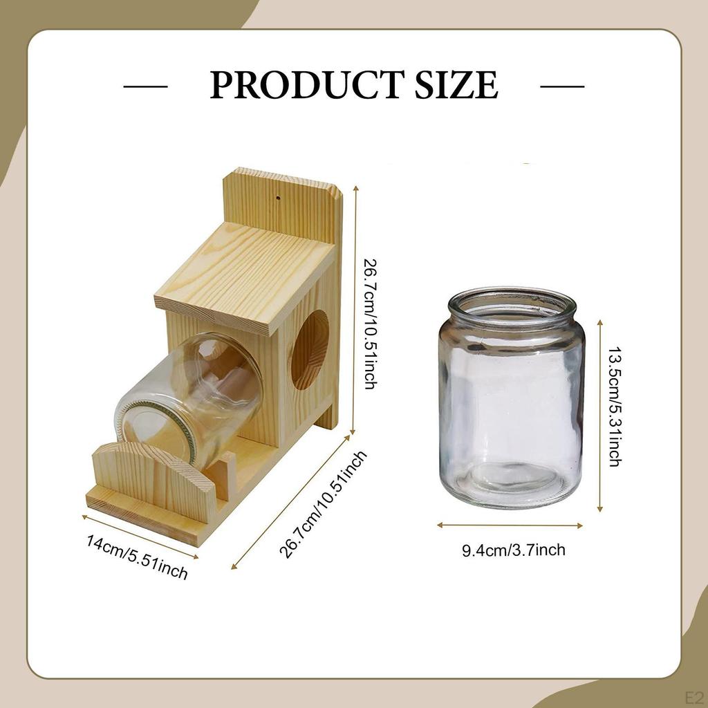 Squirrel Feeder Feeding Station Ornament Wooden Multifunctional with Removable Glass Bottle