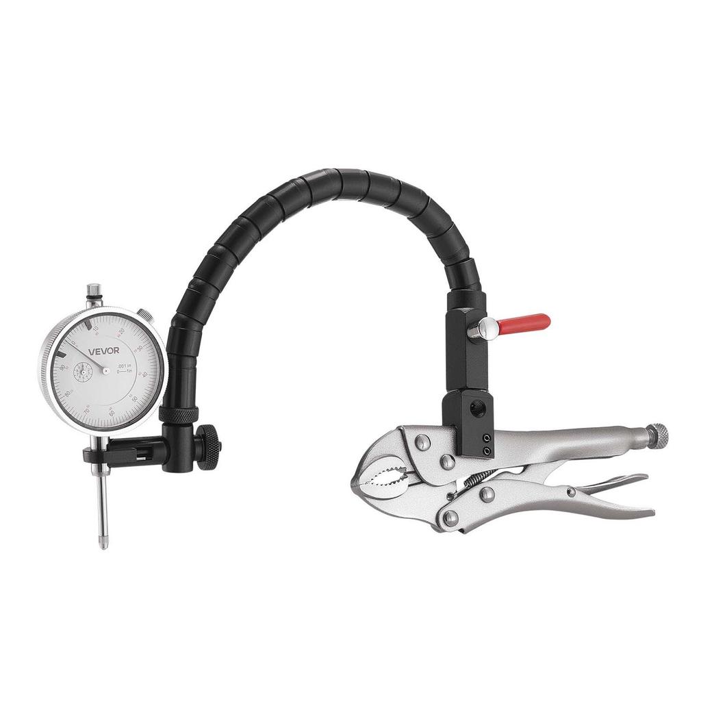 Dial Test Indicator with 360° Flexible Arm and 360° Locking Pliers, 0.03 Mm Accuracy, 0-25.4mm Range, Professional for Machine Set-Up, Narrow Area