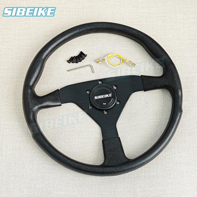 SIBEIKE 350mm PU Steering Wheel JDM Universal Flat Racing Sports Steering Wheel