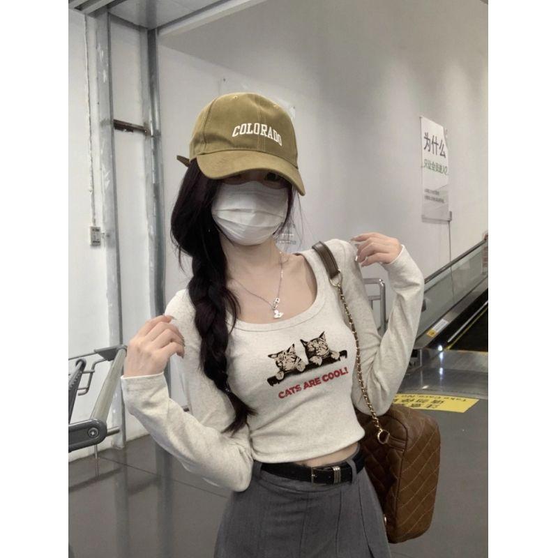 Girls Y2K Tees Workout Street Wear Fashion Women Sexy T-shirts Long Sleeve