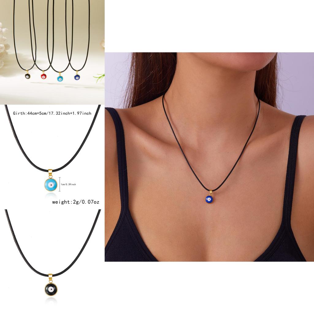 Creative Demon Eye Necklace With Leather Cord For Fashion Girls