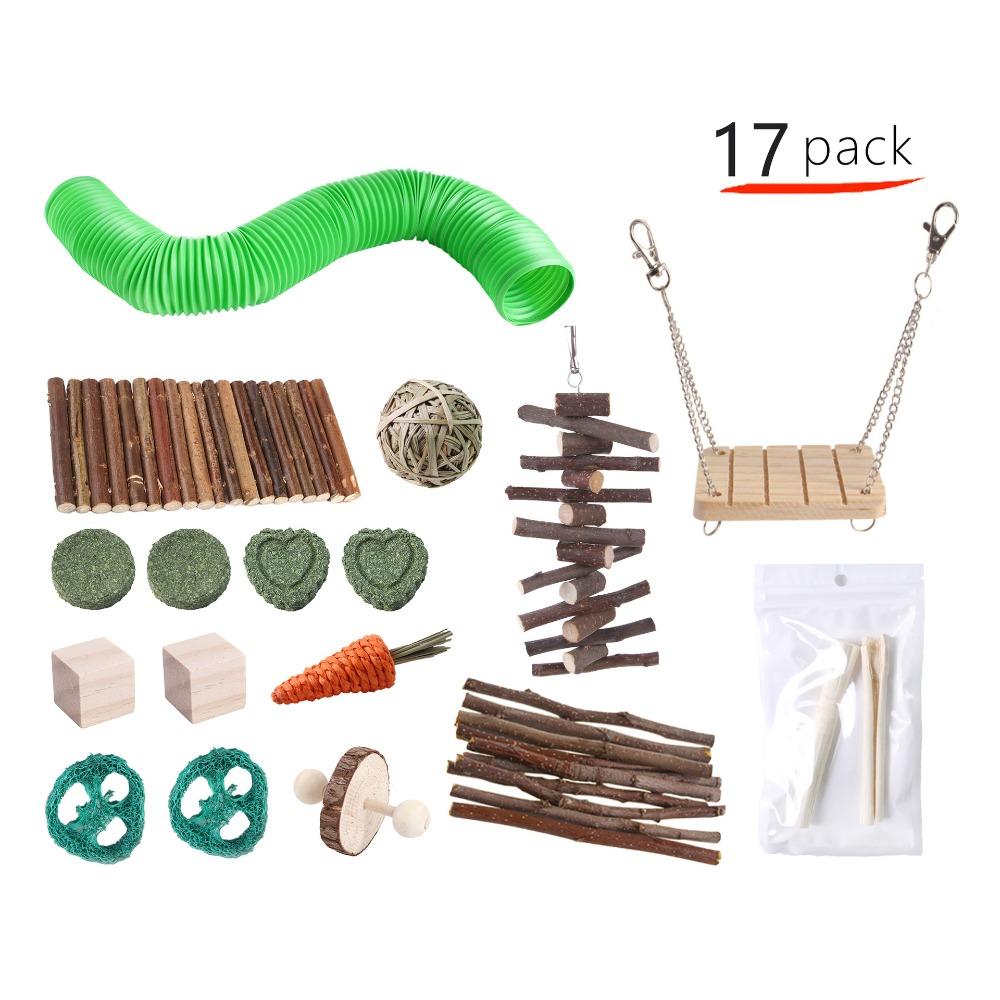 Bite Resistant Hamster Chew Toys Multi Piece Set Interactive Small Animal Toy Set Teeth Grinding Colorful Wooden Pet Toys