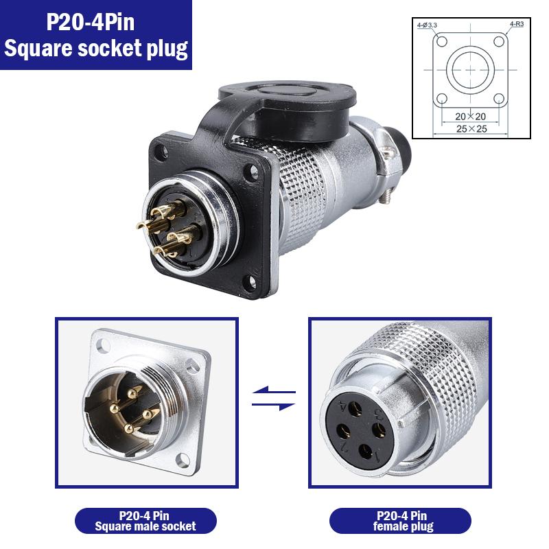 P20 Aviation Connector Plug Socket 20mm 2/3/4/5/6/7/8/9/10/12Pins WS20 Male Female Connectors