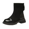 French Low-heeled Martin Boots Women's Versatile Short Boots 2025 Autumn and Winter New Retro Small Ankle Boots Thick-heeled Elastic Thin Boots