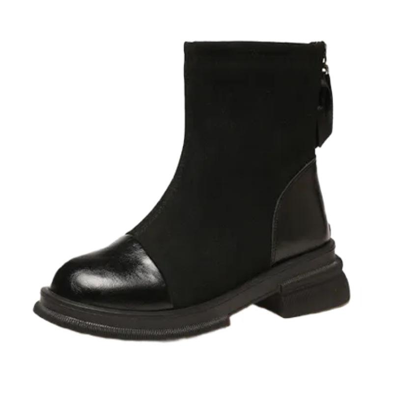 French Low-heeled Martin Boots Women's Versatile Short Boots 2025 Autumn and Winter New Retro Small Ankle Boots Thick-heeled Elastic Thin Boots