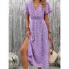 European and American summer new women's sexy skirt V-neck elastic waist short-sleeved dress women