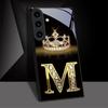 Diamond Crown Pattern Black Glass Phone Case For For Samsung Galaxy S26 S25 S26Ultra S25 Edge S24 FE S23 S22 S21 S20 Plus Cover